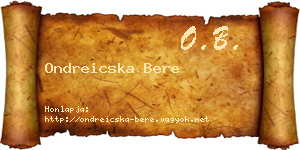 Ondreicska Bere névjegykártya